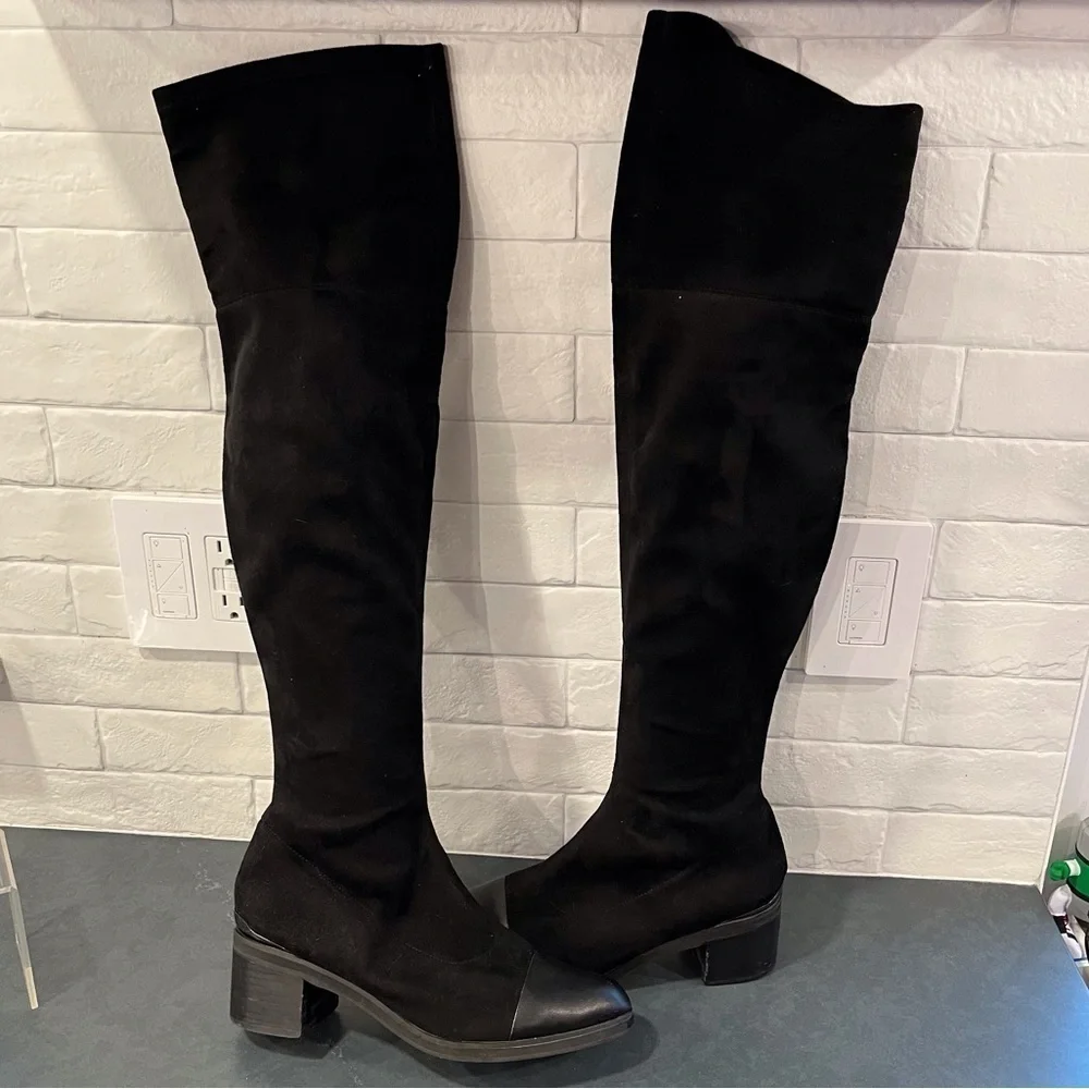 Camel Century Legend sz 250 US 8.5 black leather tall OTK boots